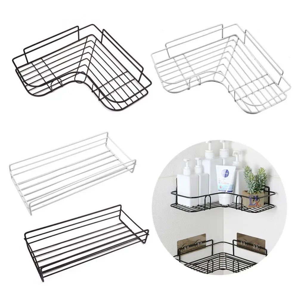 Wall Corner Rack For Bathroom & Kitchen With Hooks